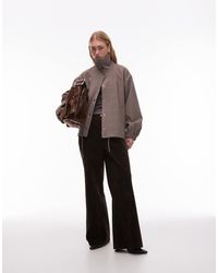 ASOS - Giacca Sartoriale Grigia A Quadri Con Collo A Imbuto - Lyst