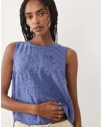 Abercrombie & Fitch - Sleeveless Embroidered Top With Tie Up Back - Lyst