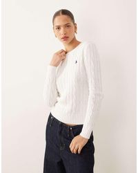 Polo Ralph Lauren - Julianna Icon Logo Cotton Cable Knit Jumper - Lyst