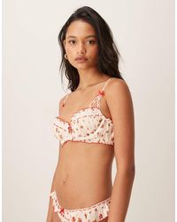 For Love & Lemons - Leah Underwire Ruffle Trim Bra Co-Ord - Lyst
