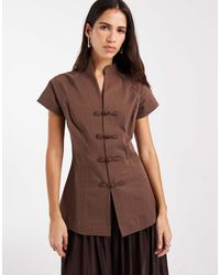 ASOS - Manderin Colllar Cap Sleeve Blouse Co-ord - Lyst