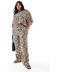 ASOS - Curve – gerade geschnittene hose mit tierfellprint und elastischem bund, kombiteil - Lyst