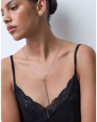 ASOS - Collar Plateado De Cadena Lariat Fina Efecto Serpiente Con Detalle Anudado - Lyst