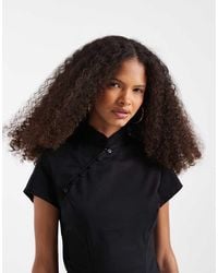 ASOS - Mandarin Collar With Asym Button Detail Top - Lyst