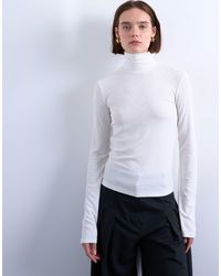 TOPSHOP - Premium Rib Funnel Neck Top - Lyst