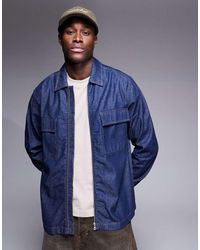 ASOS - Recht Denim Overshirt Met Opgestikte Zakken - Lyst