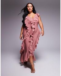 ASOS - Asos Design Curve Ruffle Bias Maxi Dress With Open Back - Lyst
