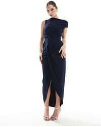 TFNC London - Bridesmaid Slash Neck Maxi Dress With Ruching Detail - Lyst