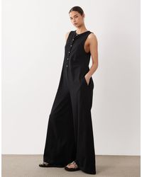 ASOS - Button Through Jumpsuit With Pockets - Lyst