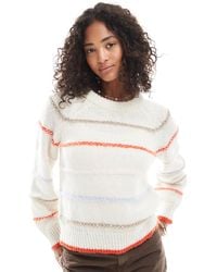 Pieces - Knitted Jumper With Stripe Detail - Lyst