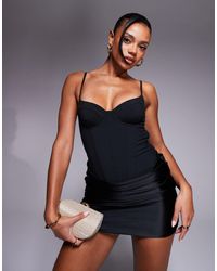 Oh Polly - Contrast Corset Dropped Hem Mini Dress - Lyst