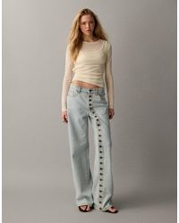 Lioness - Penny Asymmetric Button Detail Relaxed Leg Jeans - Lyst