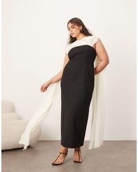 ARRANGE - Curve – maxikleid aus chiffon mit drapierung, struktur und -weißem design - Lyst