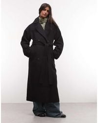 Weekday - Kia Wool Blend Oversized Coat With Tie Waist Detail - Lyst
