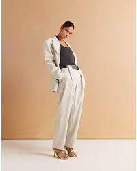 ASOS - Tailored Textured Barrel Leg Trousers With Belt - Lyst