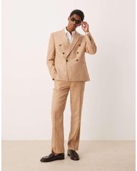 ASOS - Linen Blend Straight Leg Suit Trousers - Lyst