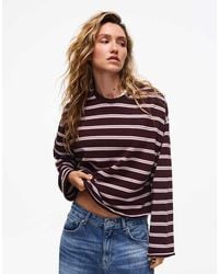 Bershka - Striped Round Neck Sweatshirt - Lyst