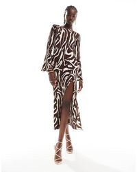 Extro & Vert - Plissé Maxi-Jurk Met Abstracte Print - Lyst