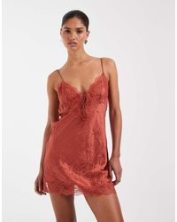ASOS - Cami Crinkle Satin Tie Front Mini Dress - Lyst