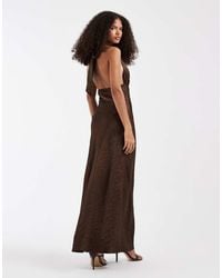 Pieces - Halterneck Satin Shimmer Maxi Dress - Lyst