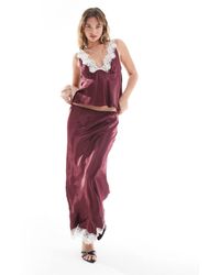 ASOS - – maxirock aus satin und spitze - Lyst