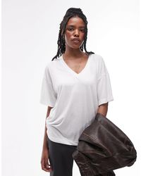 TOPSHOP - Slouchy V Neck Tee - Lyst