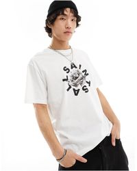 AllSaints - Camiseta blanca con estampado gráfico daized - Lyst