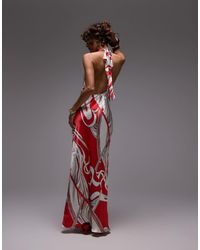 TOPSHOP - Vestido Largo Con Cuello Halter Y Estampado Elegante De - Lyst