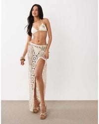 South Beach - Crochet Maxi Skirt With Beaded Starfish Detail - Lyst