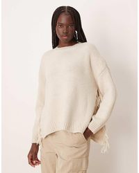 Vila - Fringe Detail Knitted Jumper - Lyst