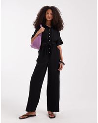 ONLY - Combinaison nouée à la taille avec manches courtes - Lyst