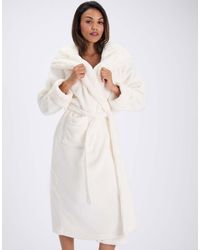 Boux Avenue - Heart Fur Trim Long Dressing Gown Soft Bathrobe With Hood - Lyst