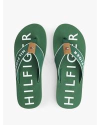 Tommy Hilfiger - Logo Embroidery Webbing Strap Flip-Flops - Lyst