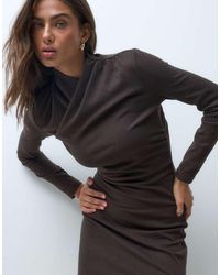 ASOS - Supersoft Drape High Neck Wrap Mini Dress - Lyst