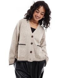 ASOS - Boxy Cardigan With V Neck And Pocket Detail With Contrast Trim - Lyst