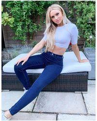 NA-KD Jeans skinny a vita alta blu scuro