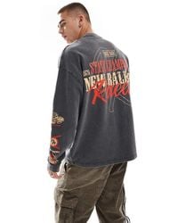 ASOS - Oversized Long Sleeve T-Shirt With Racing Chest And Back Print - Lyst