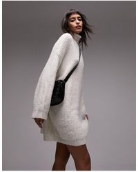 TOPSHOP - Knitted Roll Neck Mini Dress - Lyst