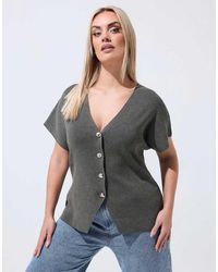 Yours Clothing - Short Sleeve Knitted Top - Lyst