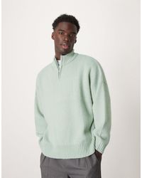 ASOS - Super Oversized Boxy Fit Brushed Knitted Quarter Zip Jumper - Lyst