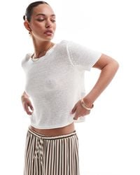 ONLY - – leichtes t-shirt aus offenmaschigem strick - Lyst