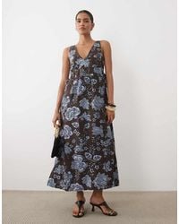 Mango - V Neck Sleeveless Midi Dress - Lyst