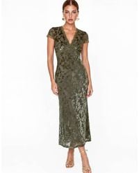 Maya - Floral Velvet Devore V Neck Midaxi Dress - Lyst