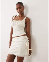 ASOS - Broderie Wrap Mini Skort With Lace Trim - Lyst