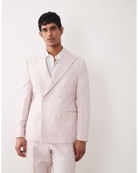 ASOS - Slim Linen Rich Double Breasted Suit Jacket - Lyst