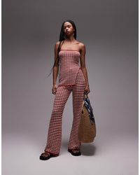 TOPSHOP - Pantalon en maille à rayures d'ensemble - rouille - Lyst