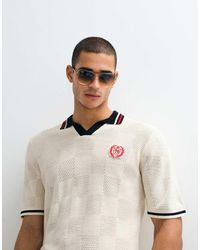 ASOS - Relaxed Knitted Football Style With Embroidery Notch Neck - Lyst