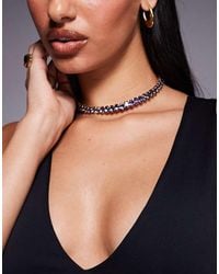 ASOS - Choker Necklace With Faux Sparkly Crystal Detail - Lyst
