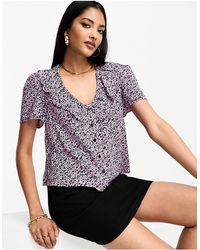 Whistles - Floral Print Frill Neckline Blouse - Lyst