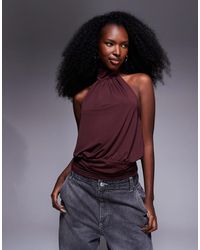ASOS - Bubble Hem Halter With Cinched Band Hem - Lyst
